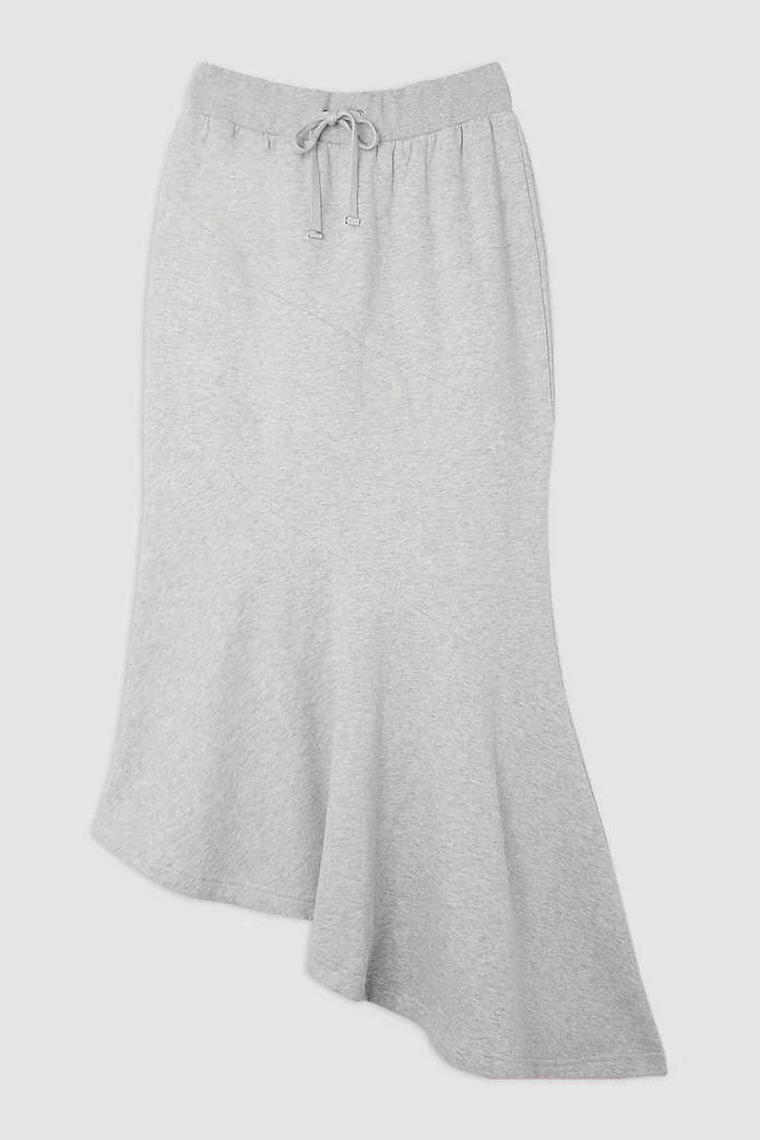 Fleece Cotton Jersey Waterfall Hem Maxi Skirt | Karen Millen Fleece Cotton Jersey Waterfall Hem Maxi Skirt | Karen Millen